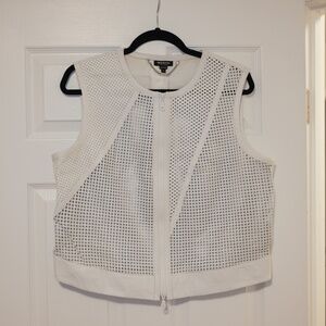 100% Leather Worth White Perforated Vest with Zipper